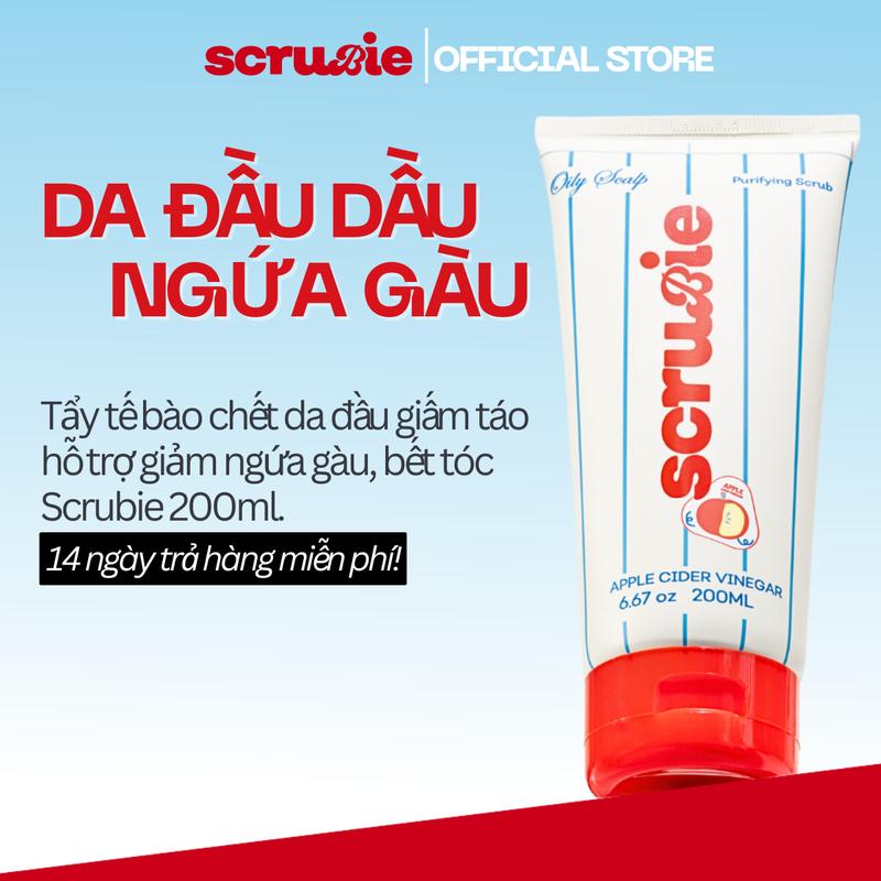 Ttbc da đầu giấm táo Scrubie 200ml dành cho da đầu dầu; tẩy da chết da đầu hỗ trợ sạch tóc, giảm ngứa gàu