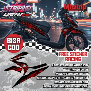 (BISA COD) STRIPING BEAT ESP 2017 2018 2019 | VARIASI API KECE STYLE | PREMIUM QUALITY | FREE STICKER RACING