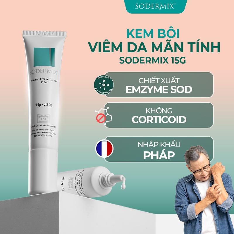 Kem bôi SODERMIX 15gr, Hỗ trợ Viêm Da Cơ Địa Mãn Tính, Tổ Đỉa, Ngứa, Mụn Nước, Bong Tróc Dành Cho Người Tái Lại Nhiều Lần, Nhập Khẩu Pháp