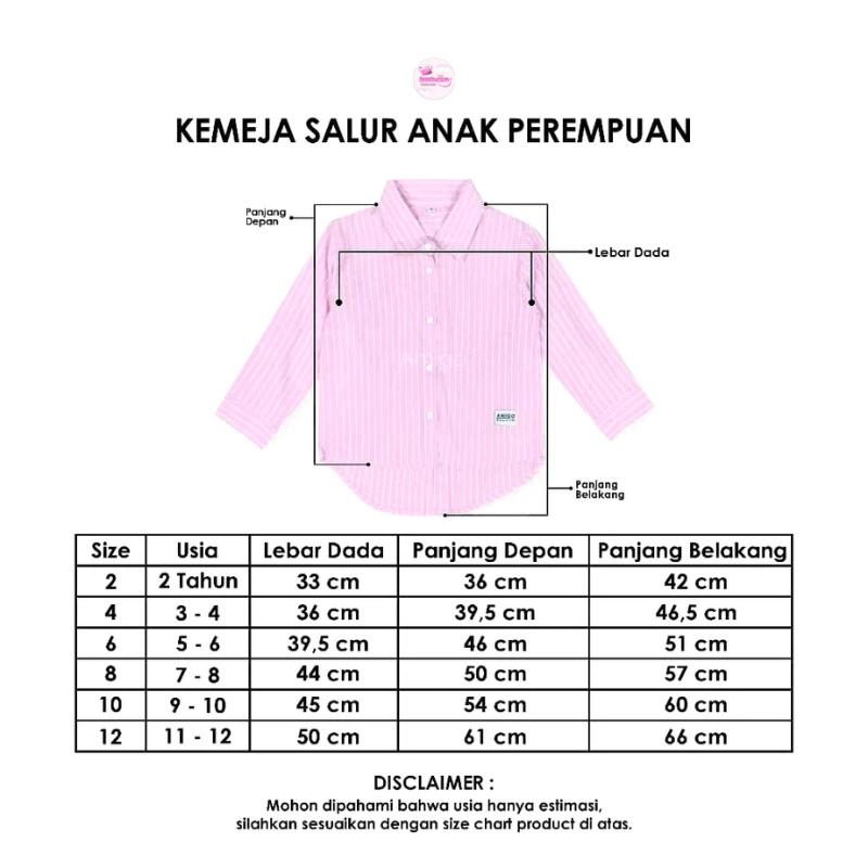 New Kemeja Oversize Motif Salur Striped Anak Perempuan Korean Style 2-10 Tahun 1