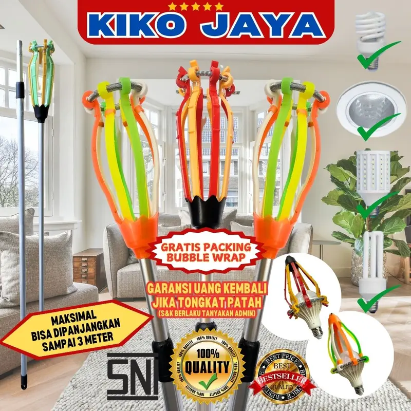 TOngkat Stick Pengganti Pemasang Bohlam Lampu Downlight 2in1 Serbaguna 3 Meter Safety Alat Pasang Lampu Aman 0