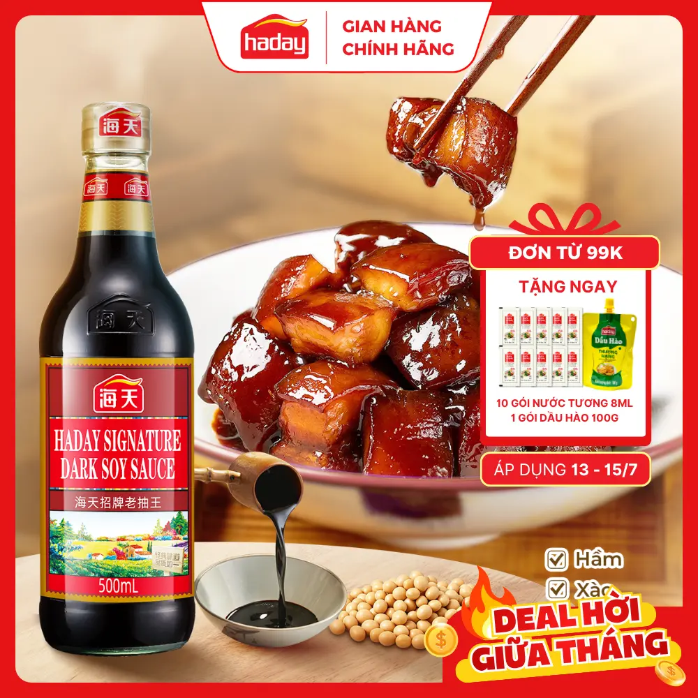 [ĐƠN DƯỚI 99K KHÔNG CÓ QUÀ] Hắc Xì Dầu Hảo Hạng Haday 500ml - Gia Vị Nấu Ăn, Nước Chấm Thực Phẩm Chay, Lên màu chuẩn cho món ăn