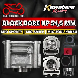 BLOK SEHER BORE UP MIO KAWAHARA RACING 54.5 58.5 54,5MM 58,5MM MIO SPORTY SMILE MIO SOUL FINO CARBU KARBU NOUVO 5TL 28D 5MX 5MY 14D BLOK BORE UP 54.5MM 58,5 58.5MM PEN 15 PIN 15 PISTON CASTING PAKET SILINDER CYLINDER BLOK BORE-UP BALAP HARIAN KAWAHARA DR
