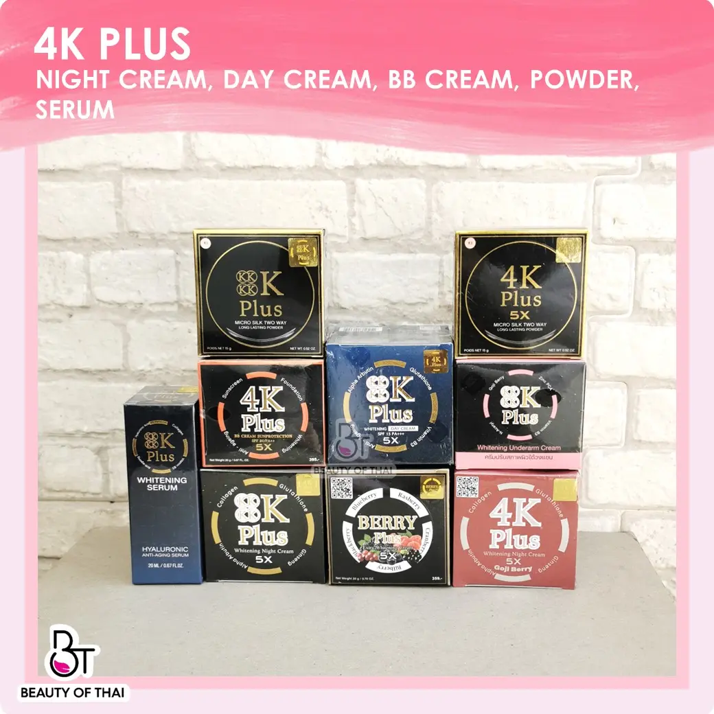 4K PLUS WHITENING NIGHT CREAM | 4K PLUS BB CREAM ( GLUTATHIONE, GINSENG, ALPHA ARBUTIN )