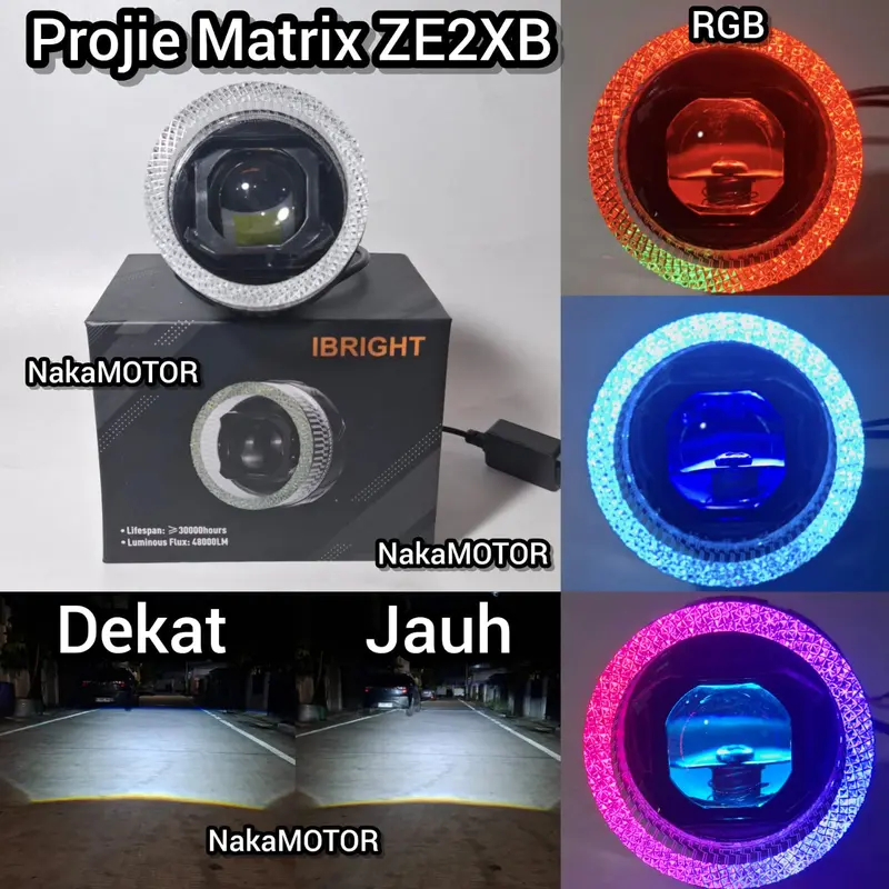 IBRIGHT Lampu Utama Projie Biled Matrix ZE2XB Shroud RGB APP Plus Devil Eye Body Black Original 0