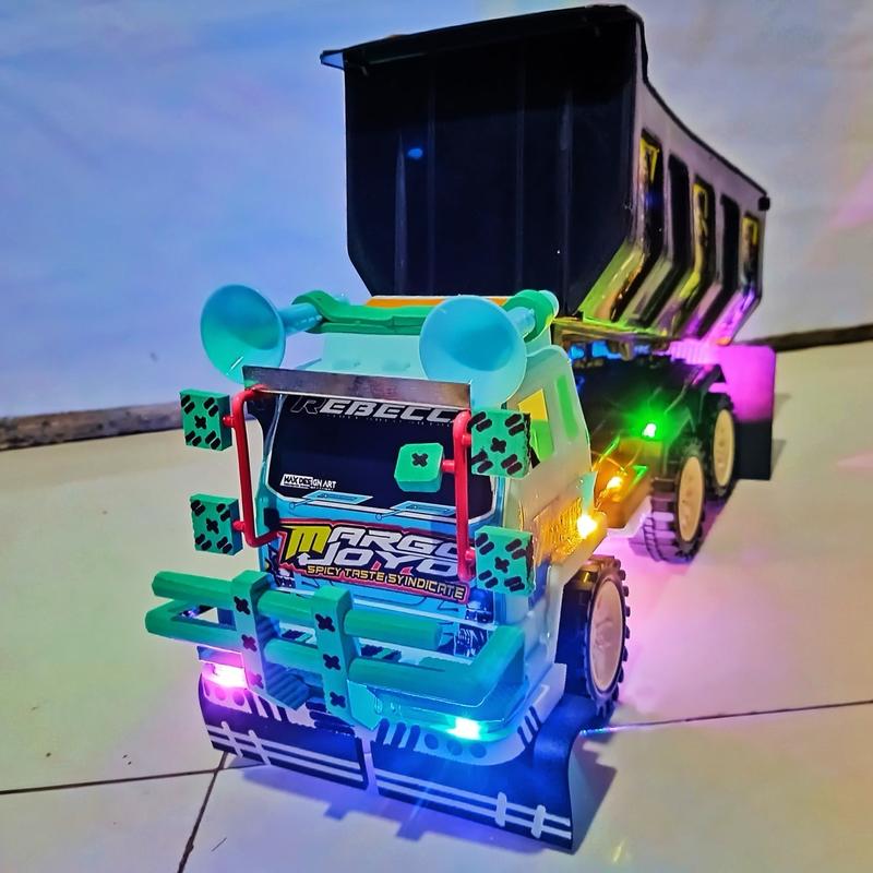 Miniatur Truk Pasir Handmade dengan Lampu Rainbow RGB 3 Mode - Hadiah Unik dan Menarik untuk Anak-Anak training warna warni mainan membangun 9
