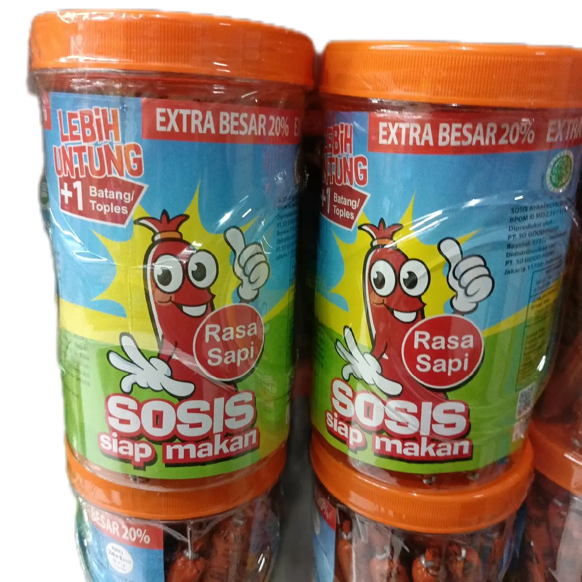 Sosis Siap Makan So Nice Rasa Sapi Toples 24+1 Pcs - PT So Good Food snack murah Makanan candy chalk