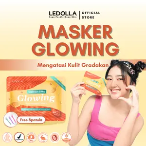 LEDOLLA - Masker Salmon DNA Glowing With Propolis Mask | Skin Barier & Kulit Bertekstur| Masker Organik Bubuk | Mengatasi Chicken Skin | Masker Untuk Pori Pori dan Mencerahkan| Masker Wajah Glowing | Propolis extract | Skincare Gradakan BPOM |Free Spatula