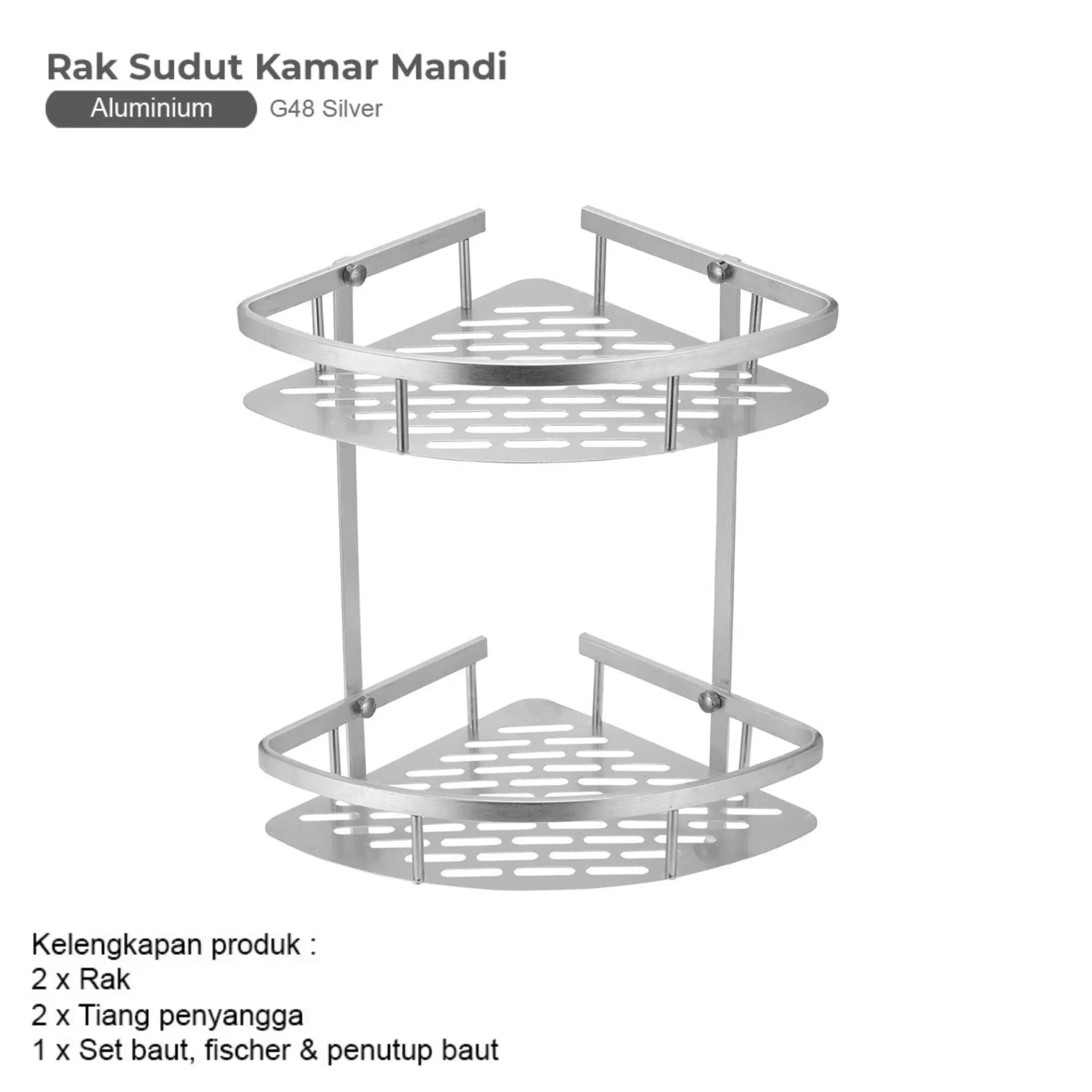 Rak Sabun Sudut Kamar Mandi Serbaguna Rak Kamar Mandi Tempel Dinding Peralatan Aluminium Multifungsi