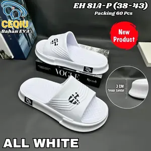 Sandal Ceqiu EH 81 - Sandal Slop Pria Dewasa Putih - Sandal Casual Cowok Terbaru - Slip On Cowok Terbaru