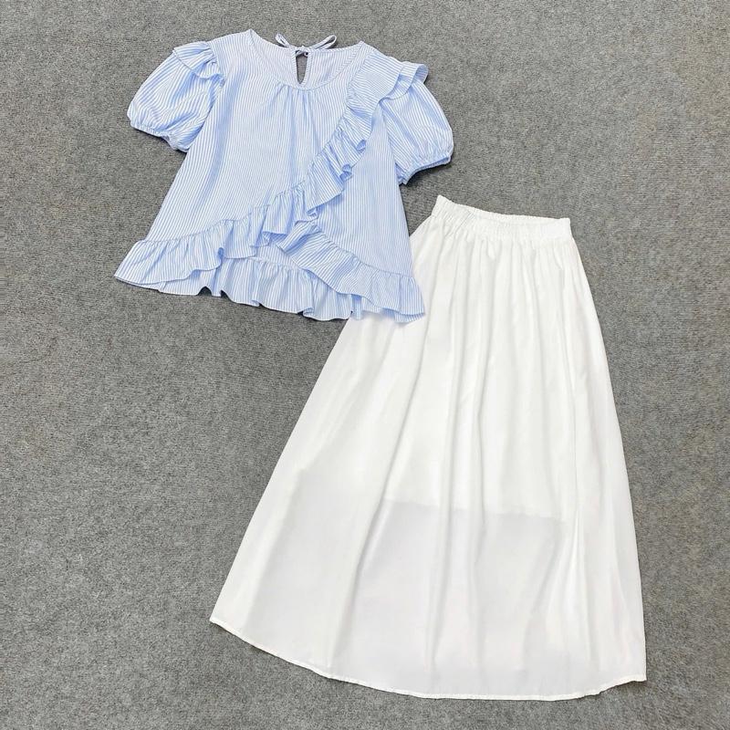 Set Áo Váy Bigsize CÓ LẺ ÁO VÁY Áo Sơ Mi Babydoll Vạt Chéo Chất Vải Lụa Mịn Mềm Mát Phối Chân Váy Dài Nàng Thơ Cho Nữ Chuppy 50-92Kg - SM277 CV15