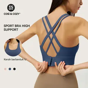 COSI COZY Sport Bra Baju Olahraga Wanita Push Up Bra Tali Bahu Tebal High Support Kerah Berbentuk U