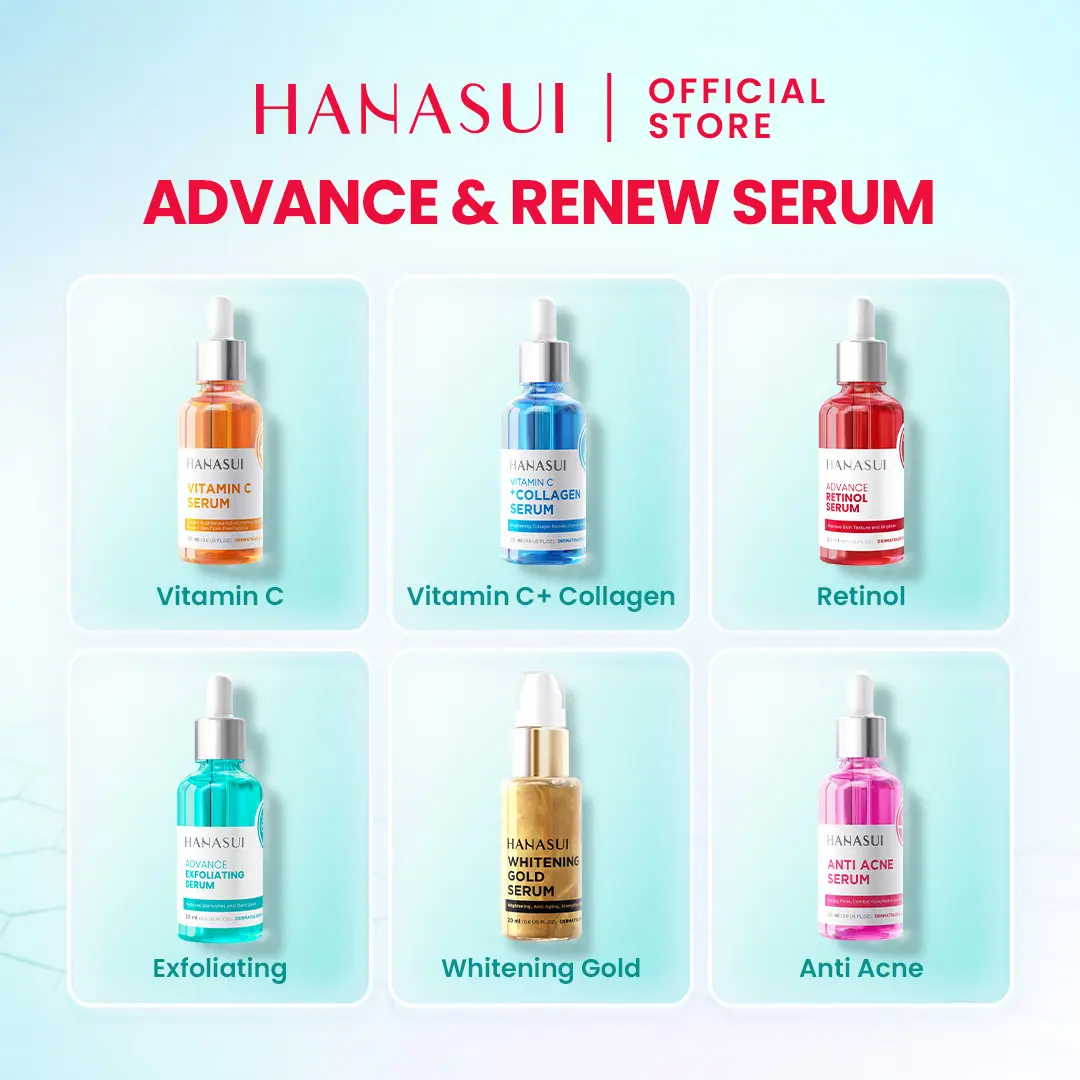 HANASUI Serum Advance & Renew - (Vitamin C+Collagen, Whitening Gold, Retinol, Exfoliating Vitamin C, Anti Ance)