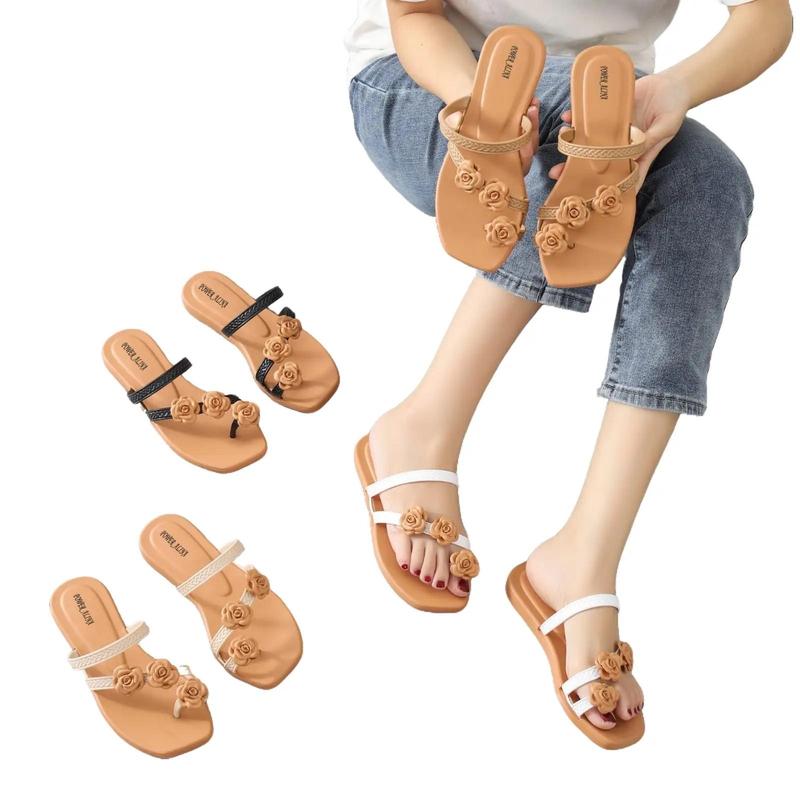 Sandal Jelly Jepit | Sandal Jepit Tali L929-K1 | Sandal Jepit Motof Bunga Sendal Wanita Flat 0