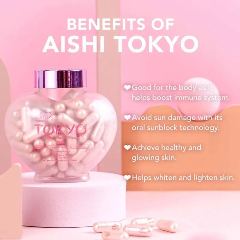 AISHI Premium Tokyo White C-Block Dfyage Glutathione Nac Food Supplement  60caps