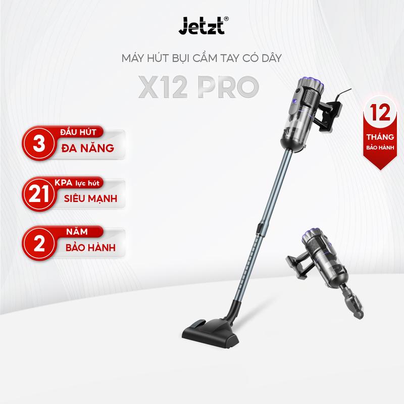 [LIVESTREAM] Máy hút bụi cầm tay đa năng 3in1 có dây JETZT X12 PRO, chỉ kèm đầu hút giường nệm đối với phân loại X12 PRO, lực hút 21000PA, làm Sạch vượt trội