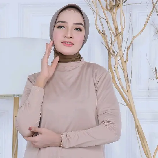 Nuyyhijabid Ciput Marsha Tegak Dahi Dalaman Hijab segiempat Bahan Jersey Zoya mika Anti kerudung toko whitte-black 5