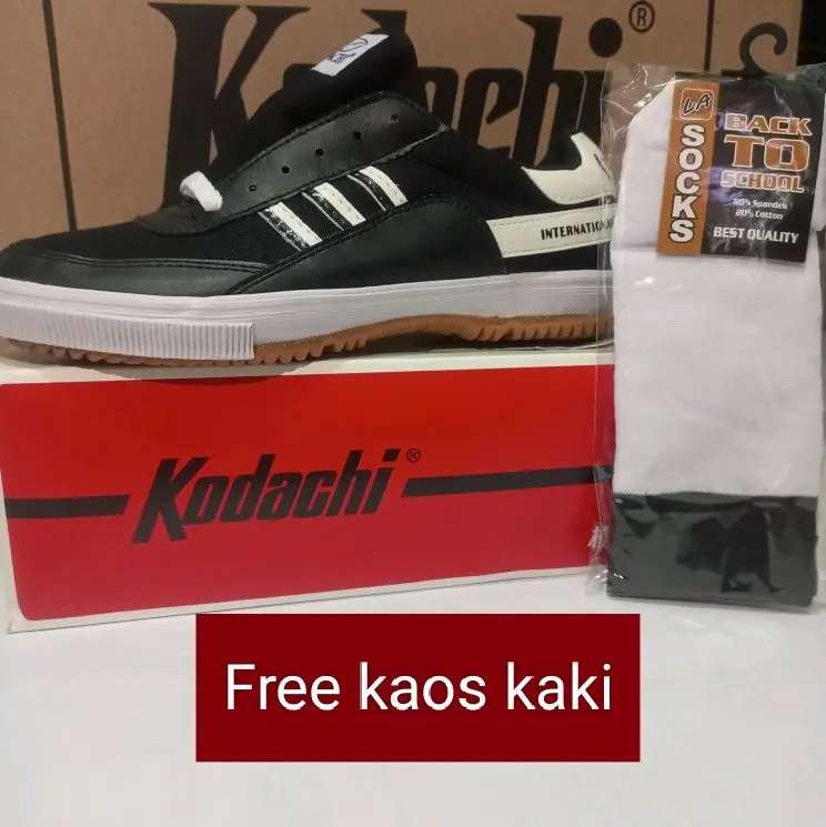 Sepatu capung KODACHI 8116 hitam putih retro klasik free kaos kaki