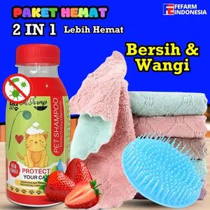 PAKET MANDI KUCING ANJING Dapat Handuk Shampoo Sisir FEFARM