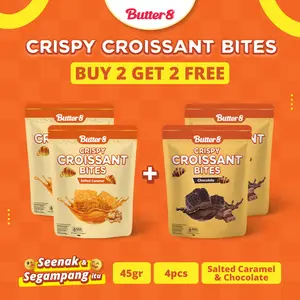 [ BUTTER8 - PAKET HEMAT ] BELI 2 pcs Crispy Croissant Bites SALTED CARAMEL + GRATIS 2 pcs Crispy Croissant Bites CHOCOLATE - Snack Premium Kekinian Ready to Eat