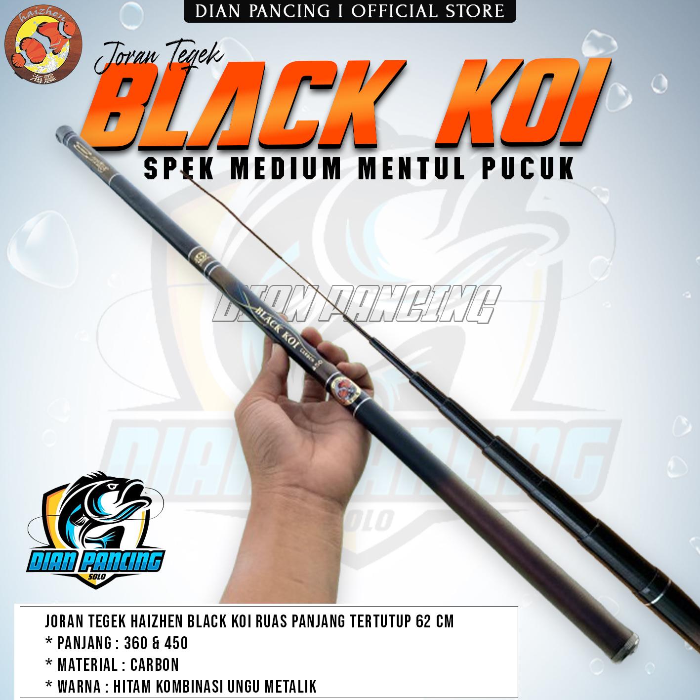 Joran Pancing Tegek Haizhen Black Koi Action Medium Lentur Material Carbon Ros Panjang Murah tegek