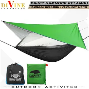 Paket Hammock kelambu anti serangga / Nyamuk plus Flysheet 200 x 300 Waterproof Camping Outdoor