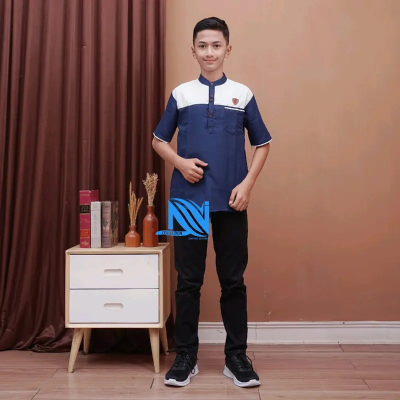 Baju kurta lis Anak-anak lengan pendek 2