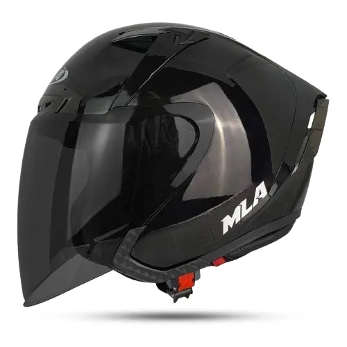 Helm Half Face Mla Zenit Solid Black Glosy Terbaru Visor Smoke Helm Kekinian Original Mla SNI COD