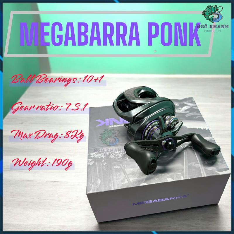 Máy câu cá Megabarra PONK Ratio 7.3.1 - Max Drag 8kg máy ngang câu lure