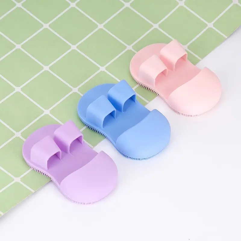 3pcs(1pc of each color) Face Scrubber Mini Facial Brush Silicone Wash Exfoliator Finger Glove Pads Handheld Cleansing Brushes Tool for Skin Care Deep Clean Blackhead Acne Pore Removal