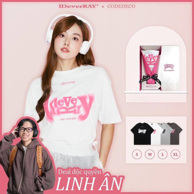 [20.10 HỘP ĐIỆU ĐÀ] LINH ÂN - Áo thun IDeverRAY x Á Hậu Tường San unisex nam nữ cao cấp thời trang chính hãng - Hộp quà tặng 20/10 kèm túi xách [HEARTBEAT - Rung động] Signature form oversize chất liệu vải cotton 260gsm