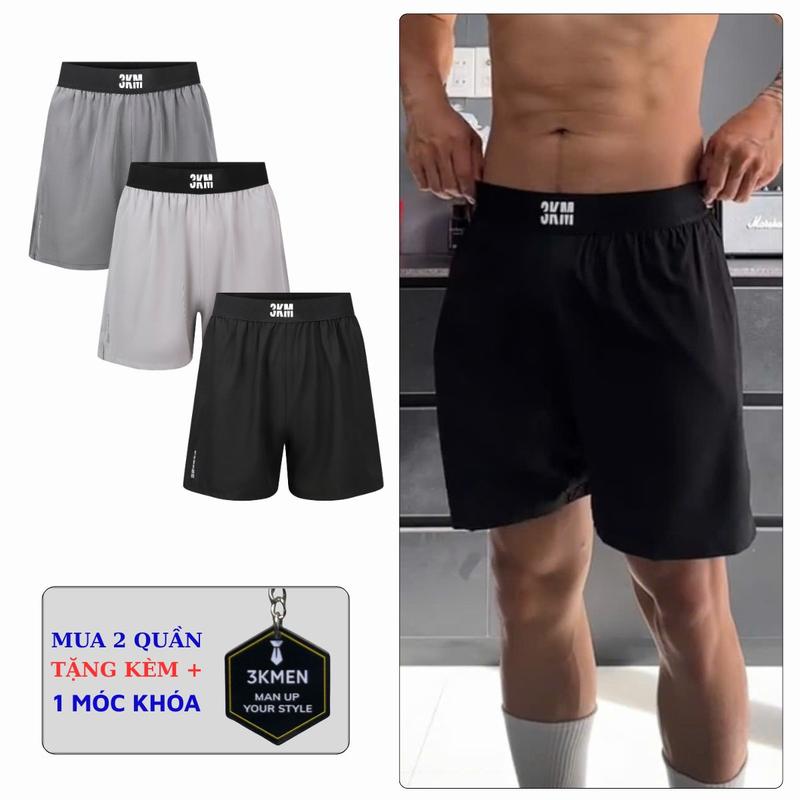 Quần Short nam thể thao, quần đùi tập gym gấu xẻ tà chất liệu gió thoáng khí from 45-90kg