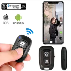 Remote Kamera Handphone Selfie Remote Bluetooth Shutter untuk Kamera Handphone Tombol Narsis Tongsis Tripod Biru