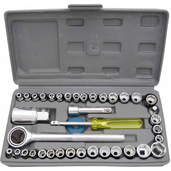 Kunci Sok Set 46 Pcs Socket Wrench Mata Obeng Dilengkapi Box Penyimpanan / Sok Wrench 27 Pcs , kunci 40 , kunci 10 , kunci 19 , obeng t Toolkit - Kunci Set Gagang Sok Shock Full Set Motor Rumah Gudang Dll 6