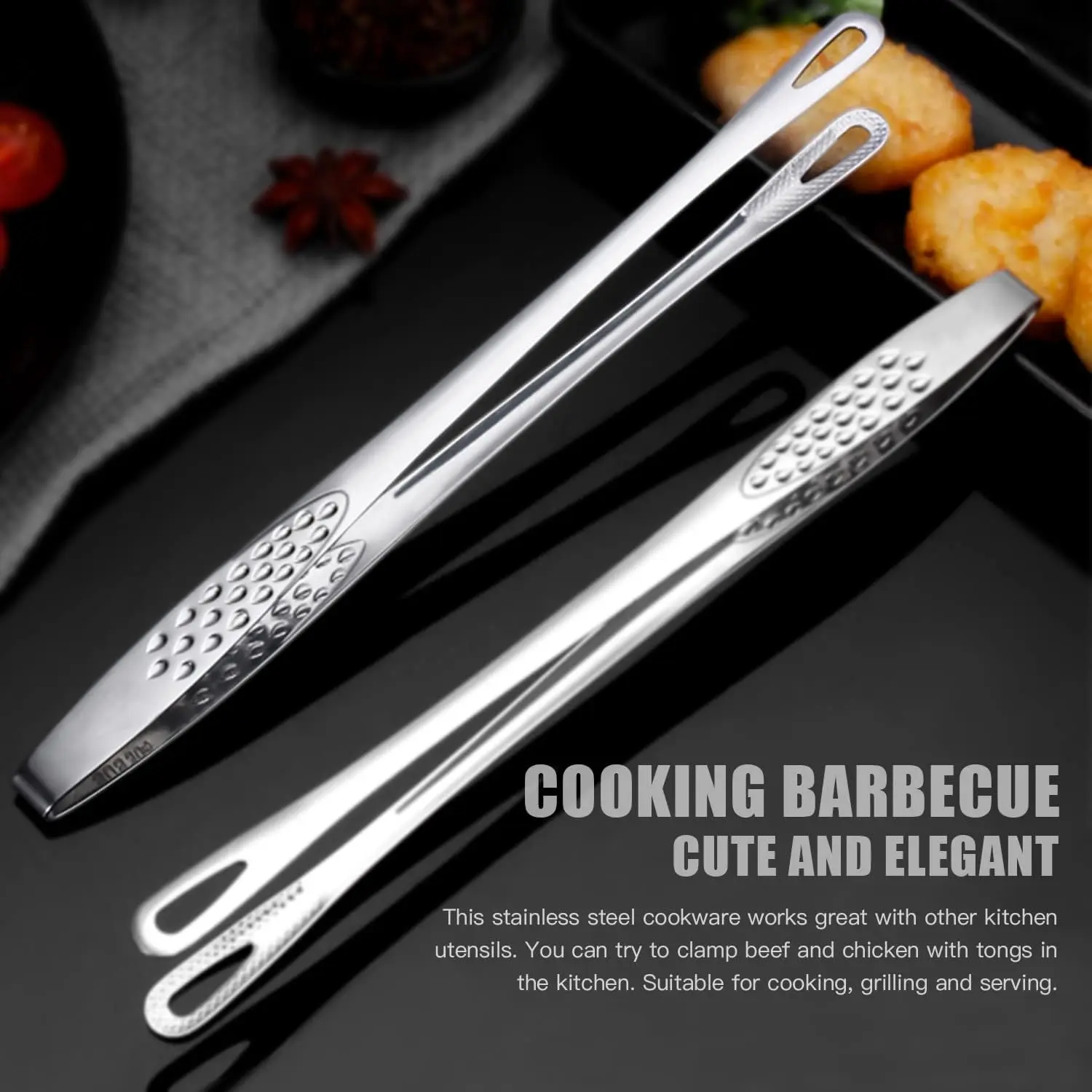 Jepit Makanan Daging Korean BBQ Steak Clip 27.7cm - F83 - Silver