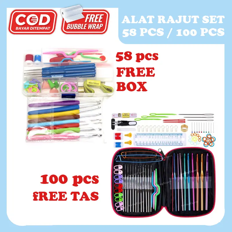 PROMO 58 pcs Set Alat Rajut Set / Hakpen Set / Perlengkapan Rajut Set / Jarum Rajut Set