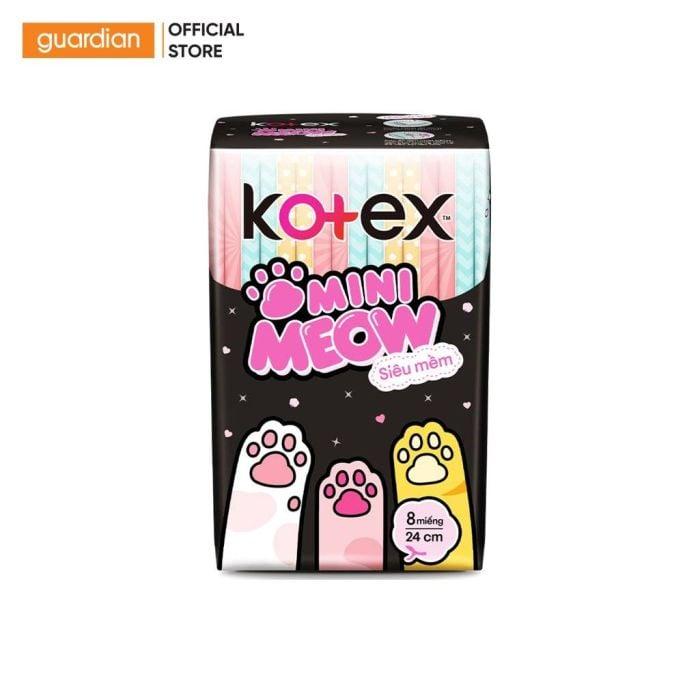 Băng Vệ Sinh Siêu Mềm Cánh 24cm Mini Meow Kotex 8 Miếng
