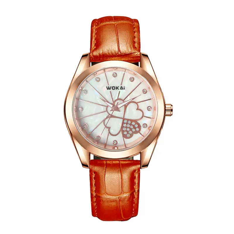 Fashion Simple Clover Dial Women's Watch - Orange
