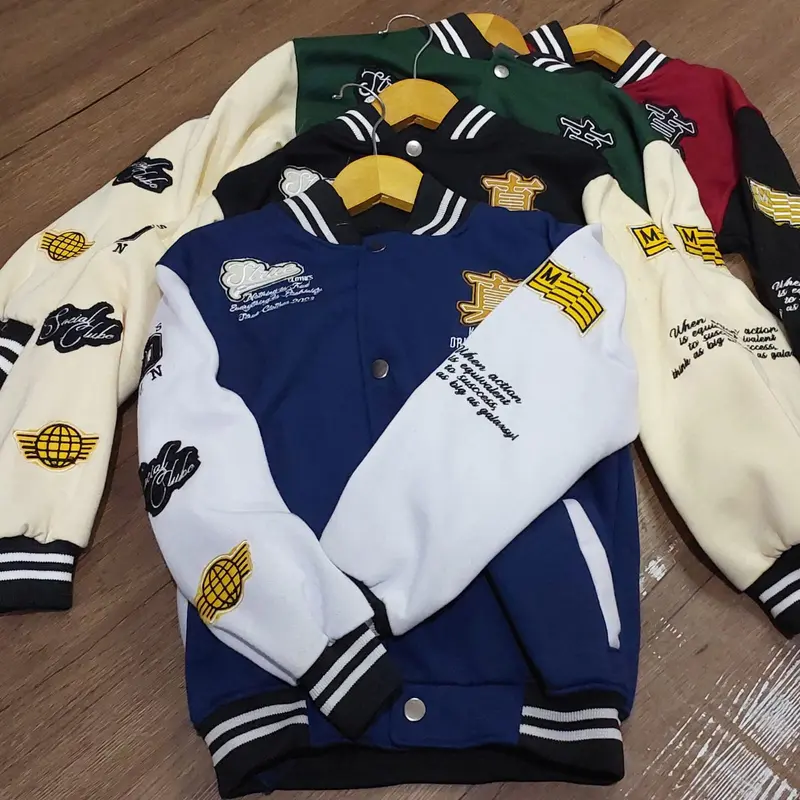 Jaket Varsity Anak Usia 2 - 15 Tahun Teks Full Bordir / Jaket Baseball Anak Bordir Terbaru Fleece Keren Panjang Logo Bordir Nyaman Tebal jaket vintage anak 7