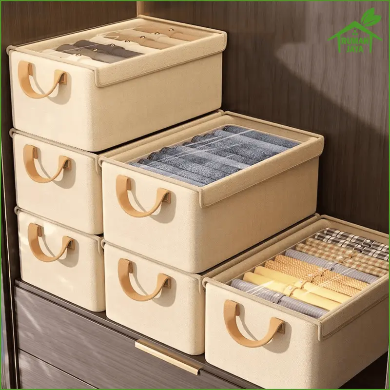 RJO - Kotak Tempat Penyimpanan Baju / Kotak Penyimpanan Lipat Organizer Box Kationik / Buku/ Mainan / Selimut / Box Organizer Besi Pakaian 3