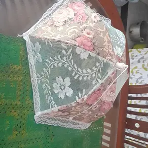 BOS353 Tudung Saji Lipat Renda Payet Cantik / Penutup Makanan Ungu