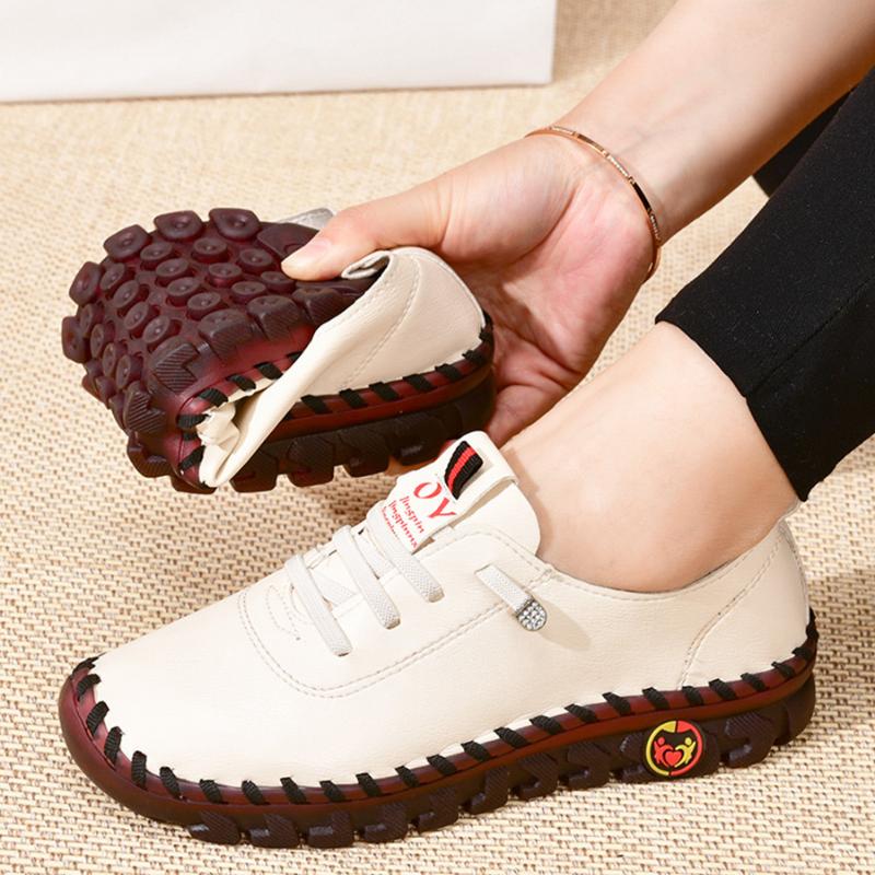 Product Introduction of Sneakers Women Shoes Leather Loafers Shoes for Women Comfortable Slip on Shoes Hand Sewing Thread Mom Shoes 16