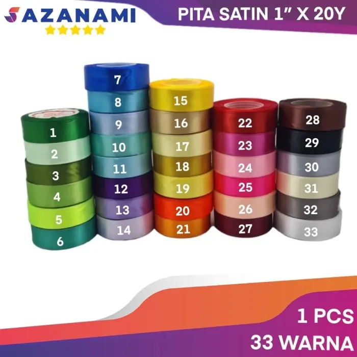 PITA SATIN 1" X 20Y 25MM TALI PITA SAKURA WARNA PITA KADO JEPANG 0