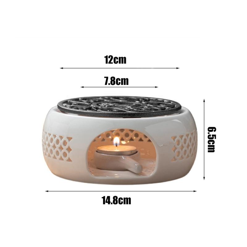 Product Introduction of Teapot Warmer Porcelain Tea Light Heater Tea Light Oven Without Electricity Candles Heating Oven White Teapot Heater Winter Tea Warmer for Home Tea House (with Spoon + Lid) 9