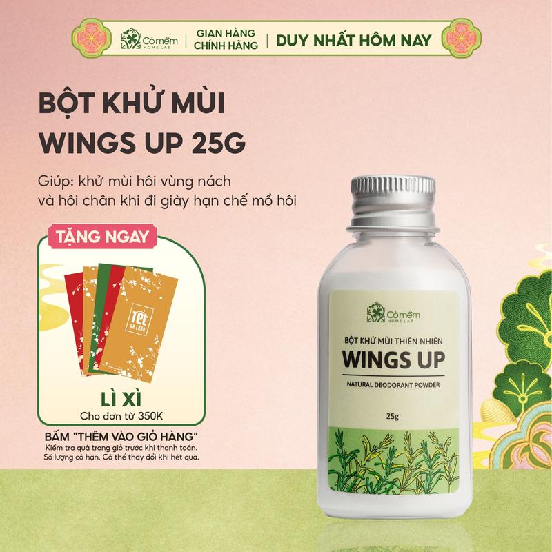  Bột Khử Mùi Wings Up Khử Mùi Hôi Chân Hôi Nách Giảm Tiết Mồ Hôi Cỏ Mềm 25g 
