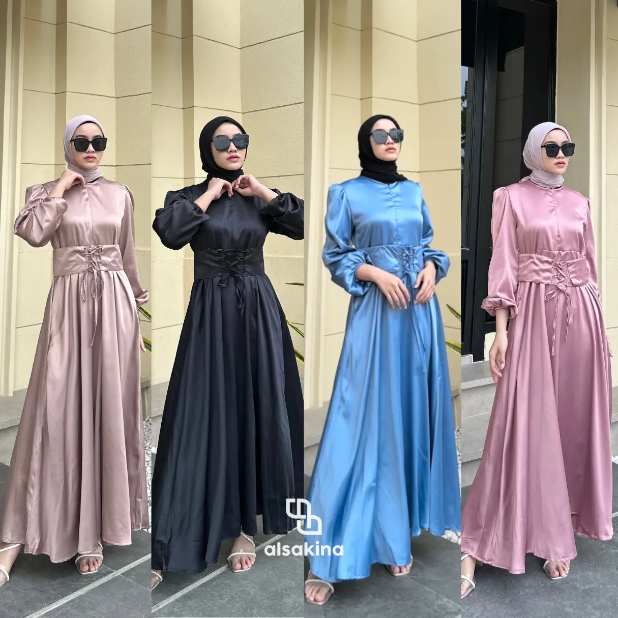 Hanum Dress Silk Satin - Dress Kondangan - Dress Wanita - Gamis Pesta Mewah Elegan - Bridesmaid Dress