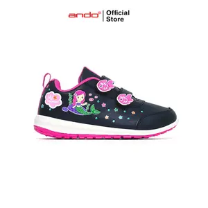 Ando Official Sepatu Sneakers Lily Mermaid V Remaja  - Hitam/Merah Jambu