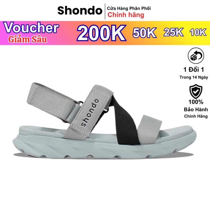 Giày sandal Shondo F6 sport đế xám phối quai đen F6S2011 Nam Đế Bằng
