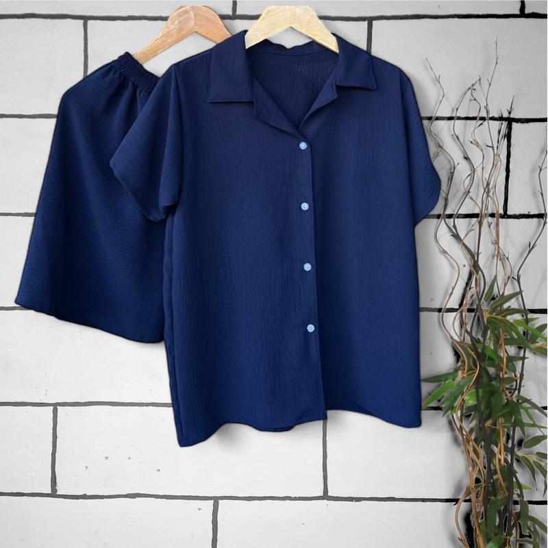 Product Introduction of Baju Setelan Pendek Wanita Cringkel Airflow l CPDKH l One Set Piyama Perempuan Santai Busui  Nyaman 13