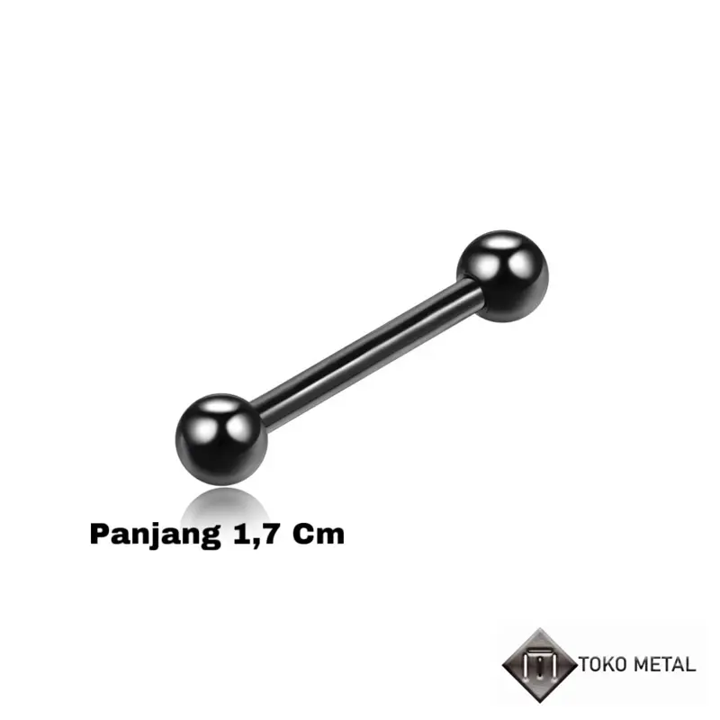ANTING PIERCING BARBEL TINDIK UNTUK PRIA & WANITA Black Perhiasan Silver Titanium Earrings 4